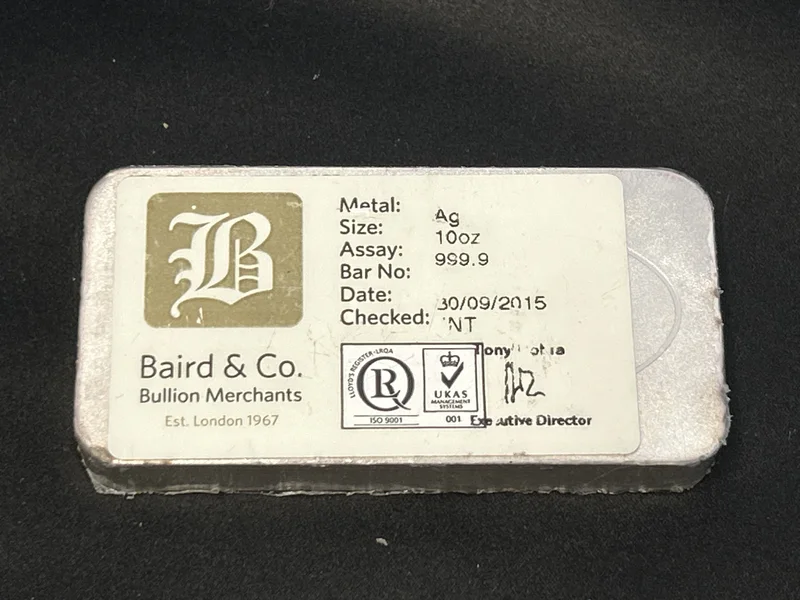 10oz Silver Bullion - Baird & Co - 999.9 Fine Silver Bar