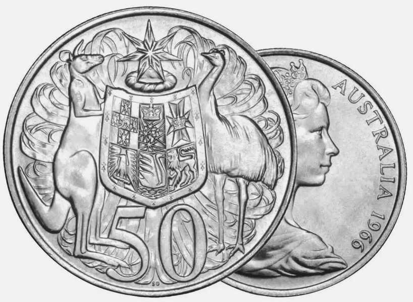 1966 Silver - Round 50c (80% Silver) - Single coin in capsule