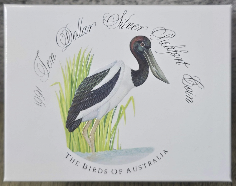 1989 Silver $10 - Birds of Australia - Jabiru Silver Piedfort Proof Coin