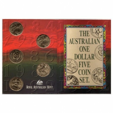 1984 - 92 The Australian One Dollar 5 Coin set 