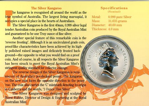 1993 1oz Kangaroo Pure Silver