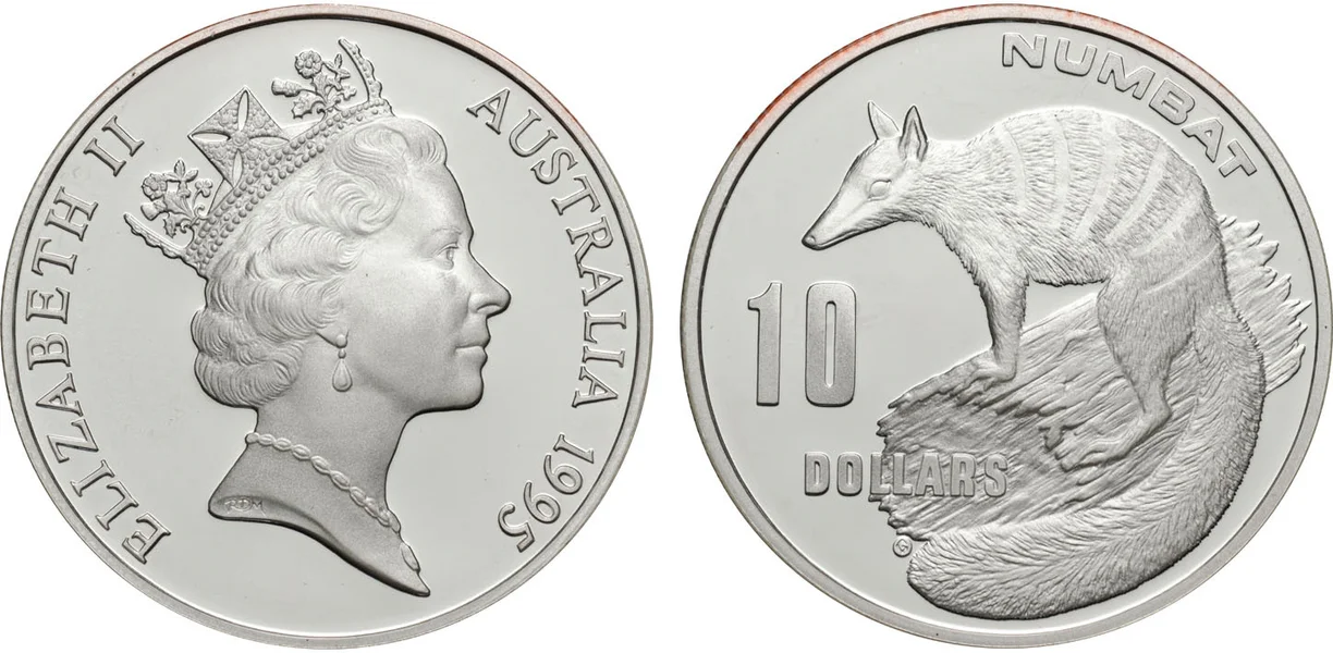 1995 Silver - Endangered Species $10 Standard Proof - Numbat