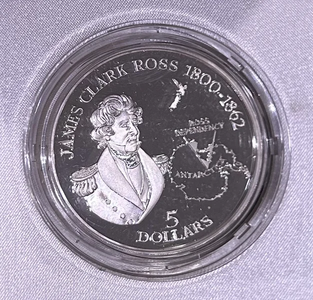 1995 1oz Silver - James Clark Ross and the Antarctica Ross Dependency