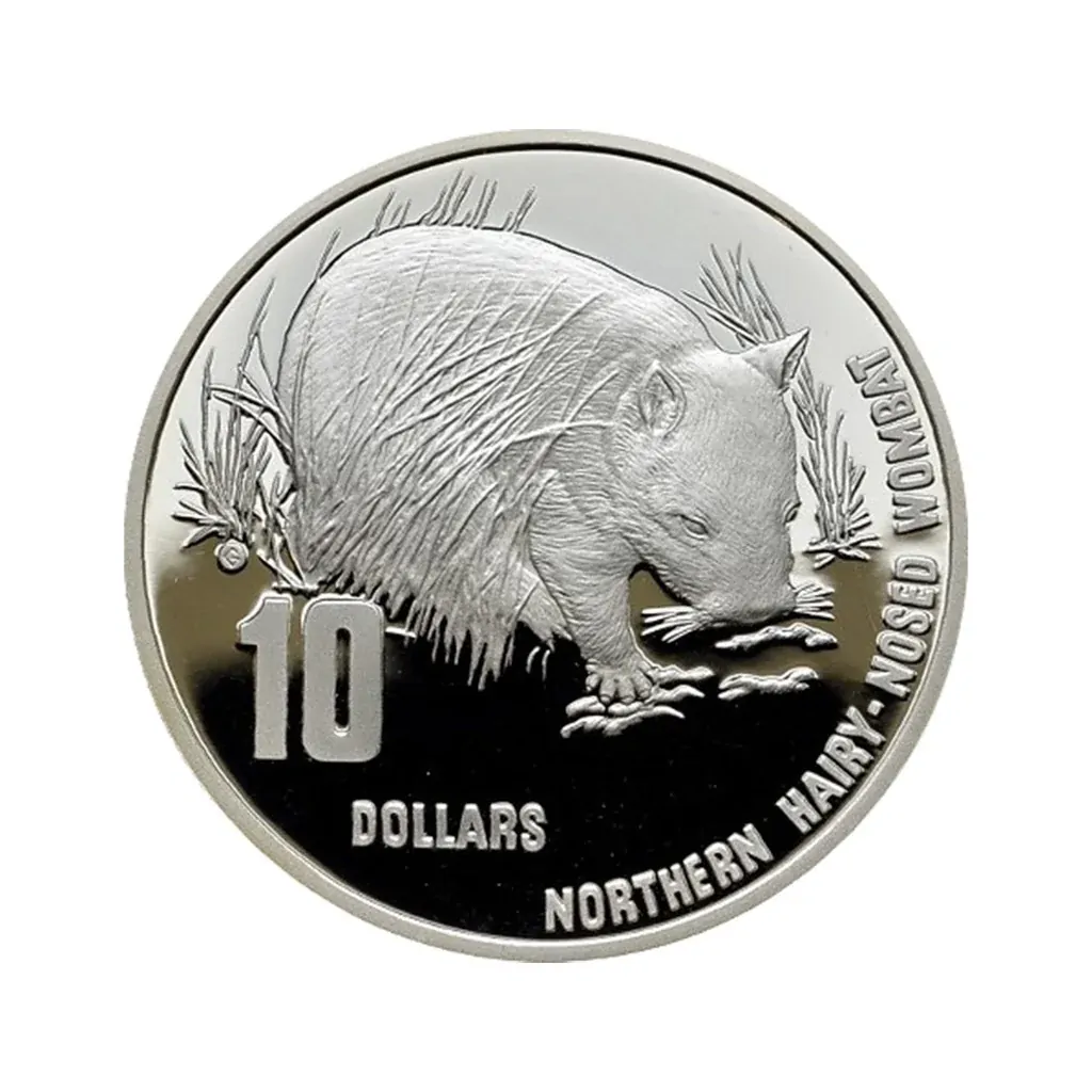 1998 $10 Australia's Endangered Species - Wombat Silver Proof Coin