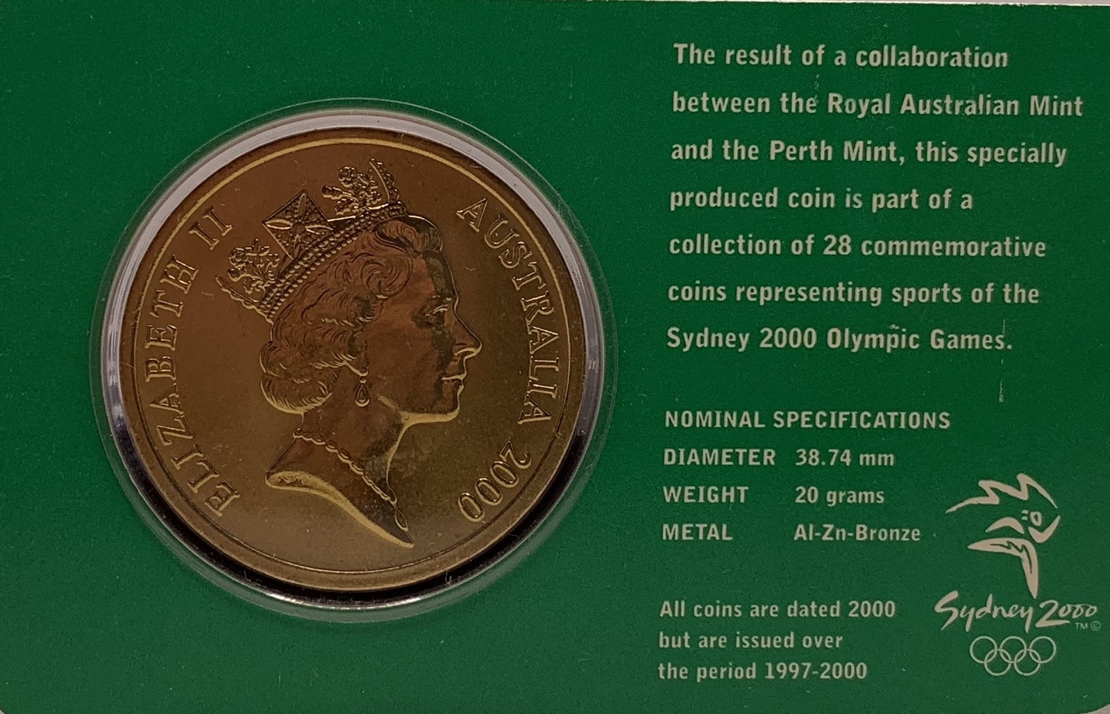 2000 $5 Sydney Olympic Gold Coin - Archery
