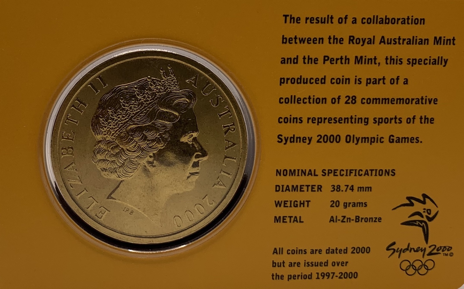 2000 $5 Sydney Olympic Gold Coin - Fencing