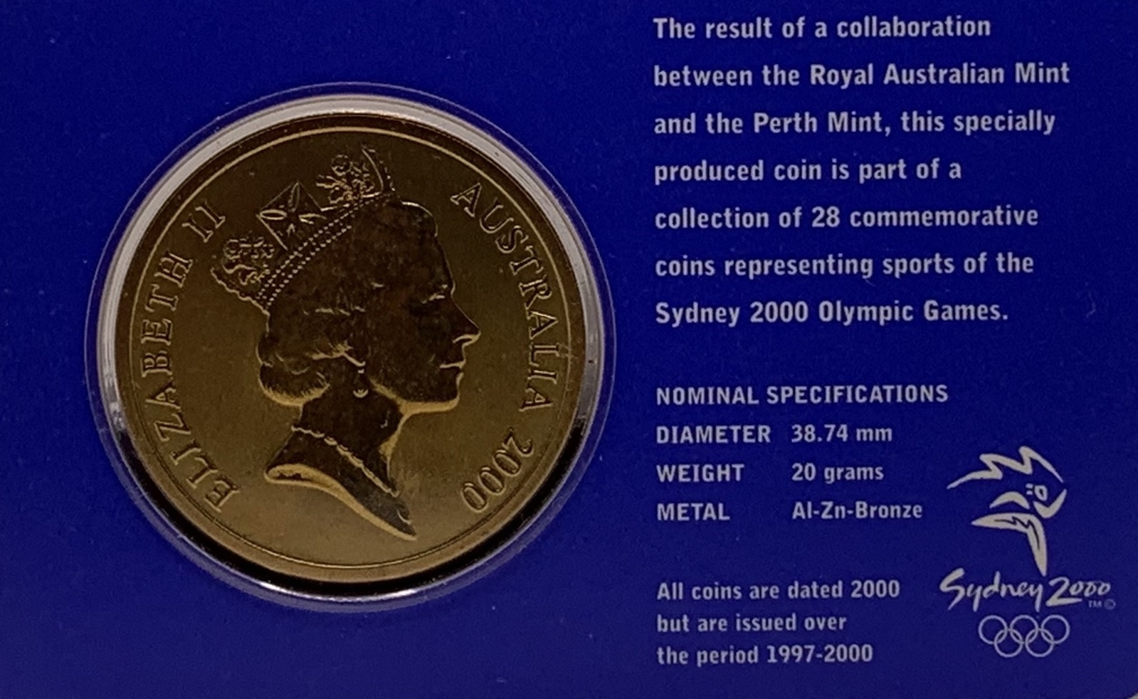 2000 $5 Sydney Olympic Gold Coin - Football