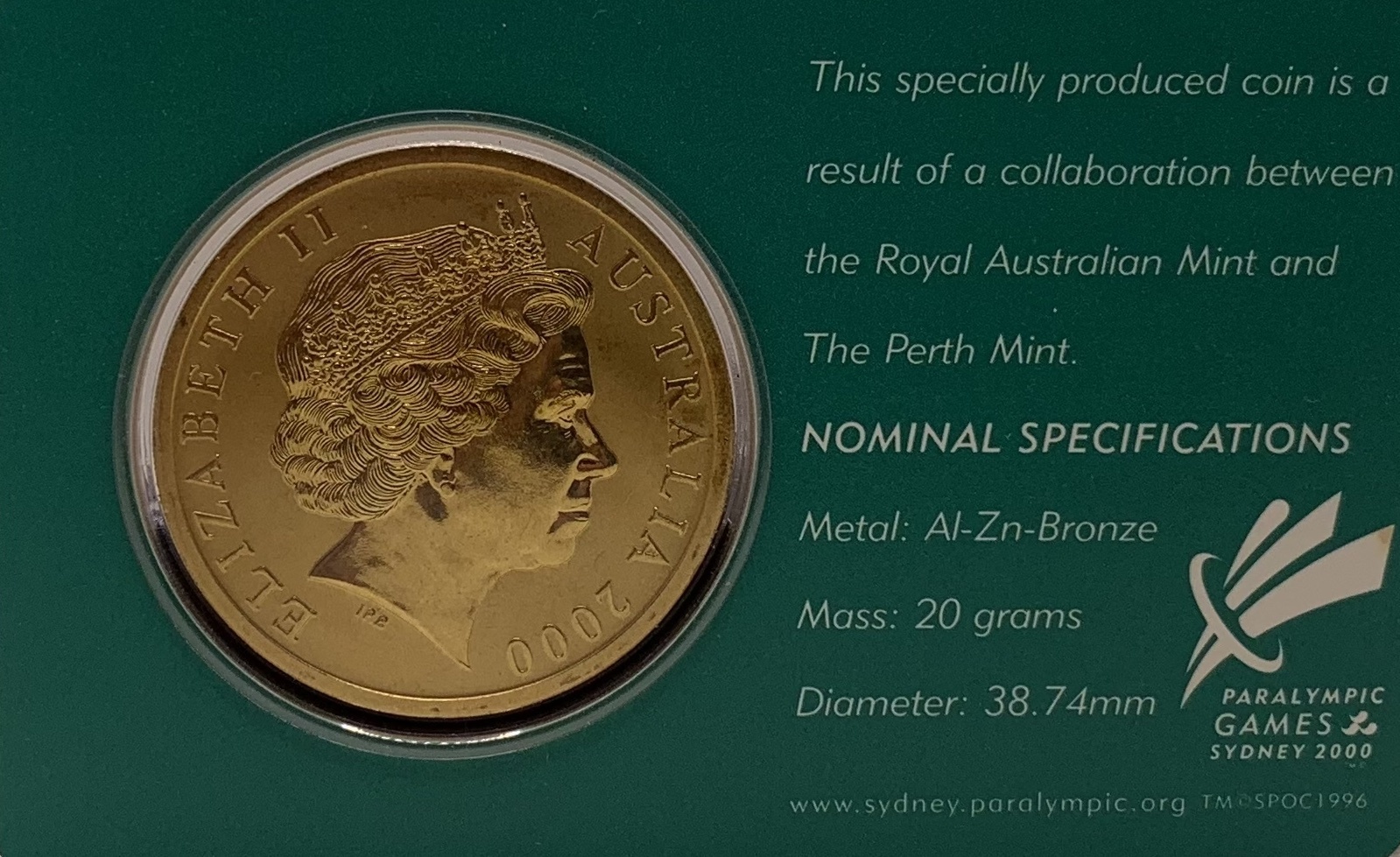 2000 $5 Sydney Paralympic Games Gold Coin 