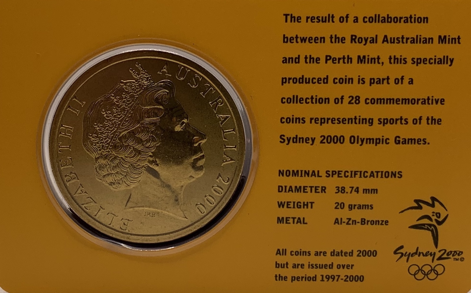 2000 $5 Sydney Olympic Gold Coin - Softball