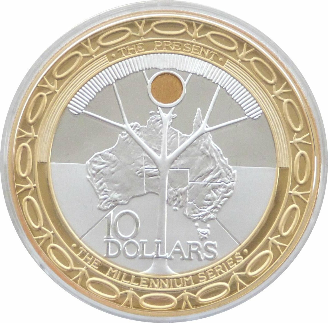 2000 Millennium Coin Series The Present Silver and Gold Plated Proof Coin