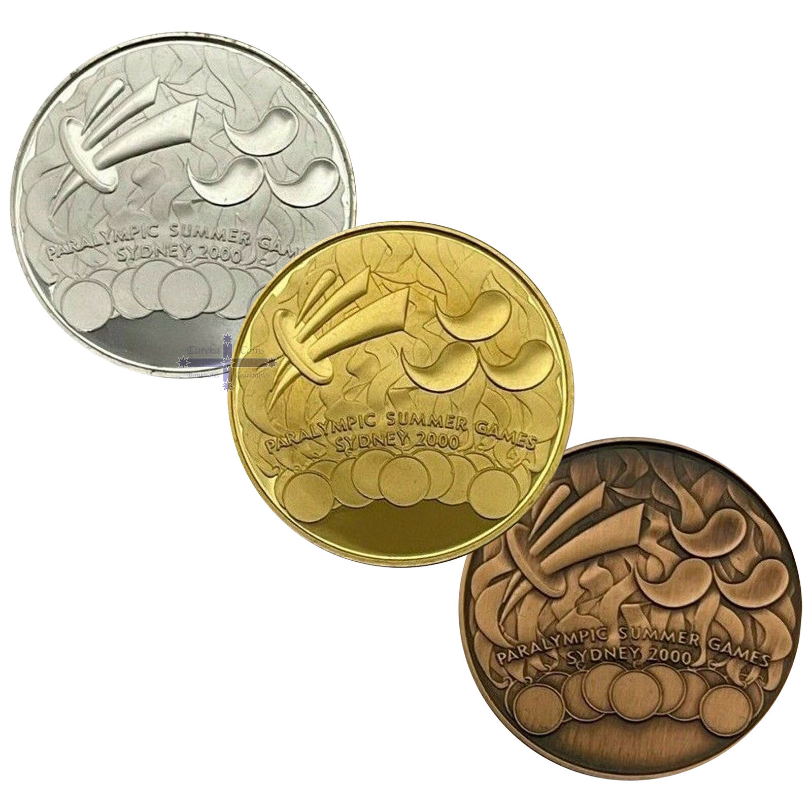 2000 Sydney Paralympics - Three Replica Victory Medallions 