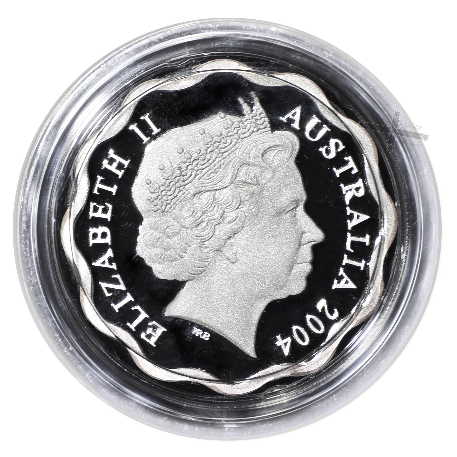2004 $1 Kangaroos Scalloped Silver Proof Coin in Capsule