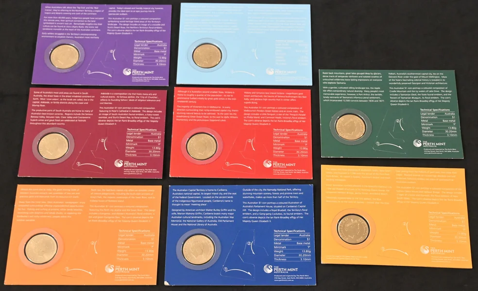 2009 $1 Celebrate Australia - Set of 8 Coins in Cards