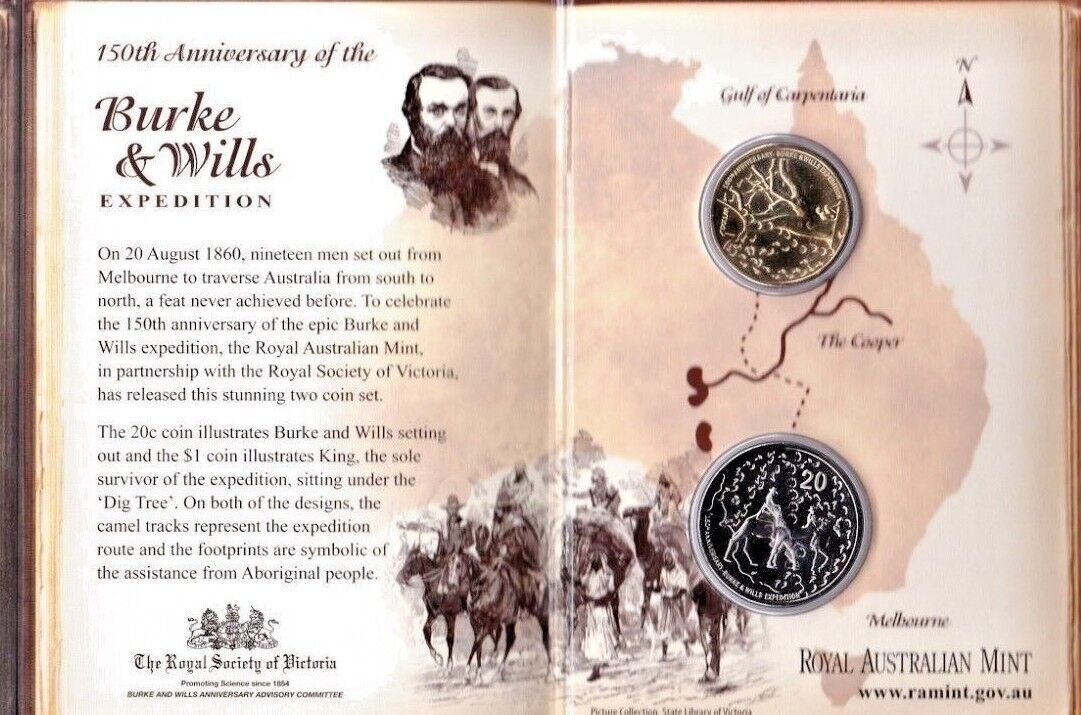 2010 150th Anniversary of the Burke & Wills Expedition 2 Coin Set