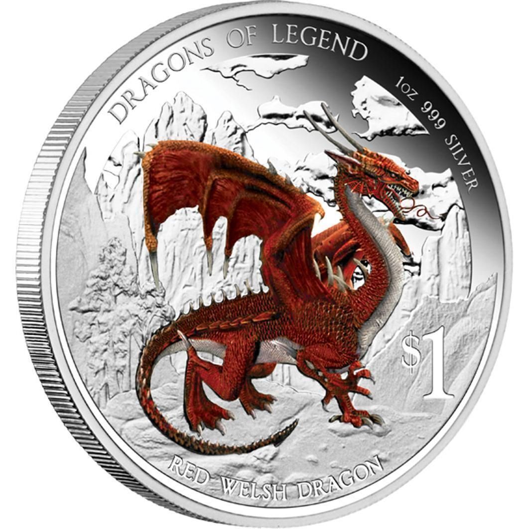 2012 1oz Red Welsh Dragon Silver Proof Coin