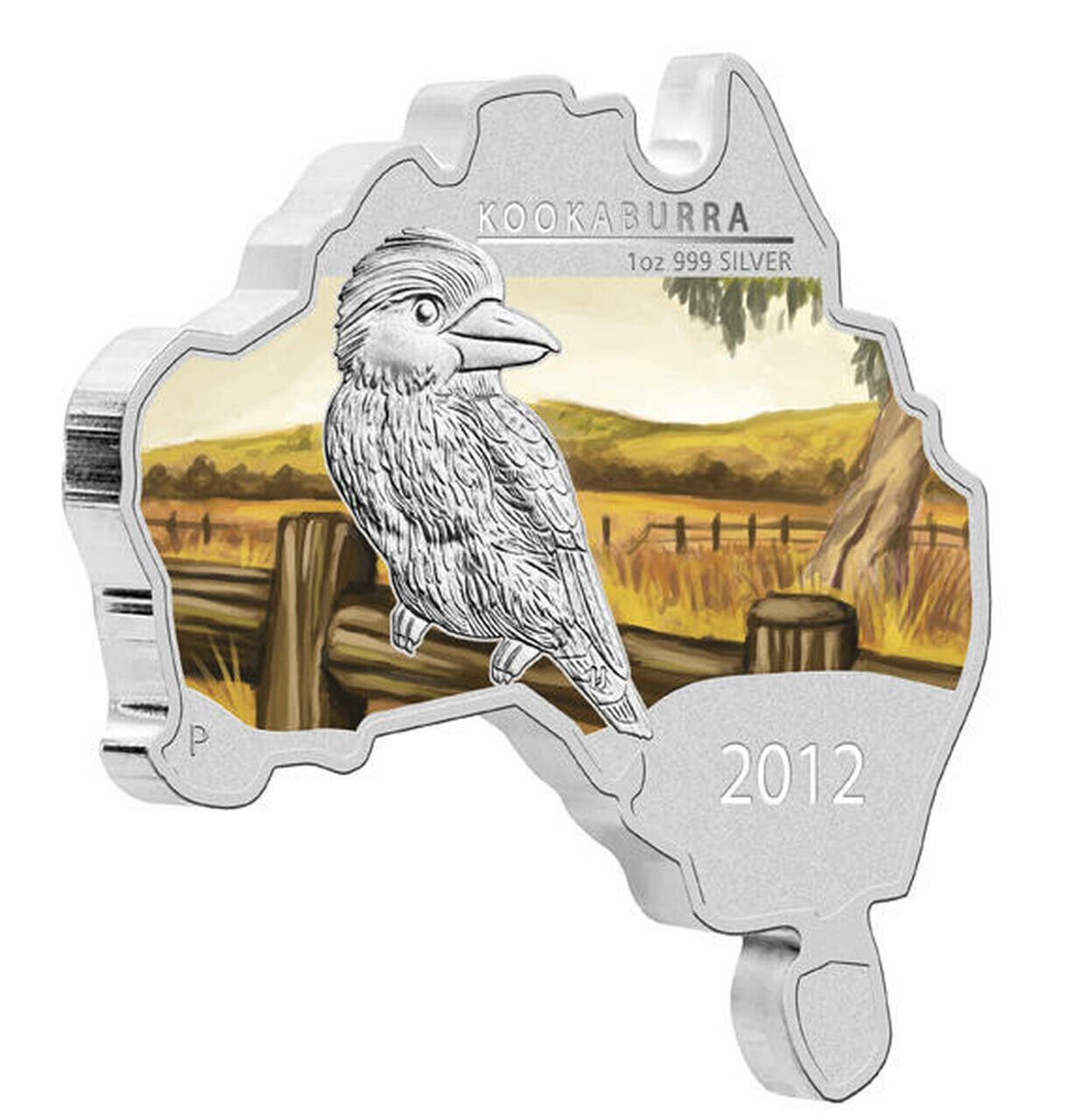 2012 1oz Kookaburra - Australian Map Shaped Silver Coin