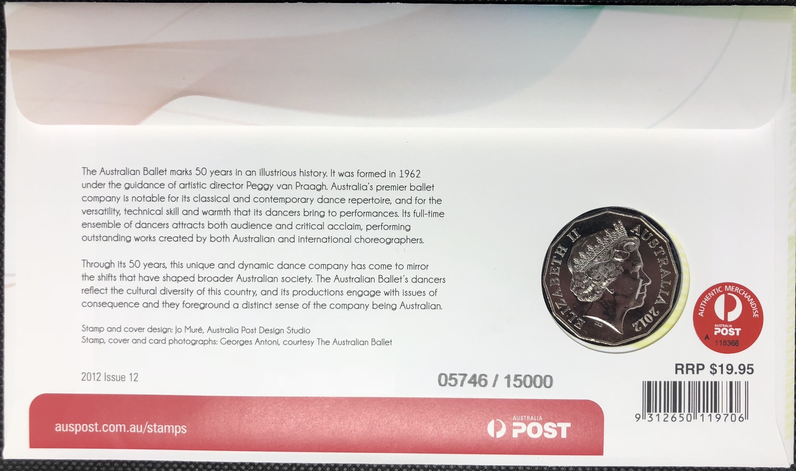 2012 50c 50th Anniversary of the Australian Ballet PNC