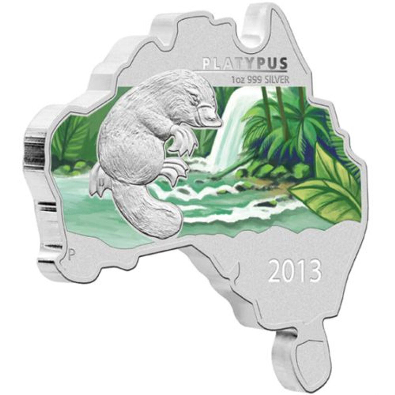 2013 1oz Platypus - Australian Map Shaped Silver Coin