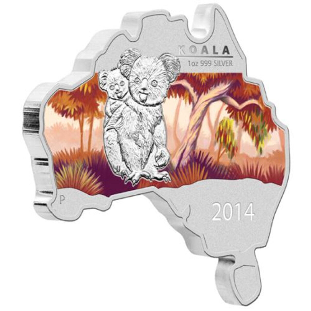 2014 1oz Koala - Australian Map Shaped Silver Coin