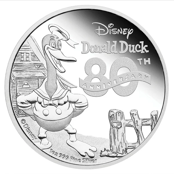 2014 1oz Disney Donald Duck -  80th Anniversary Silver Coin