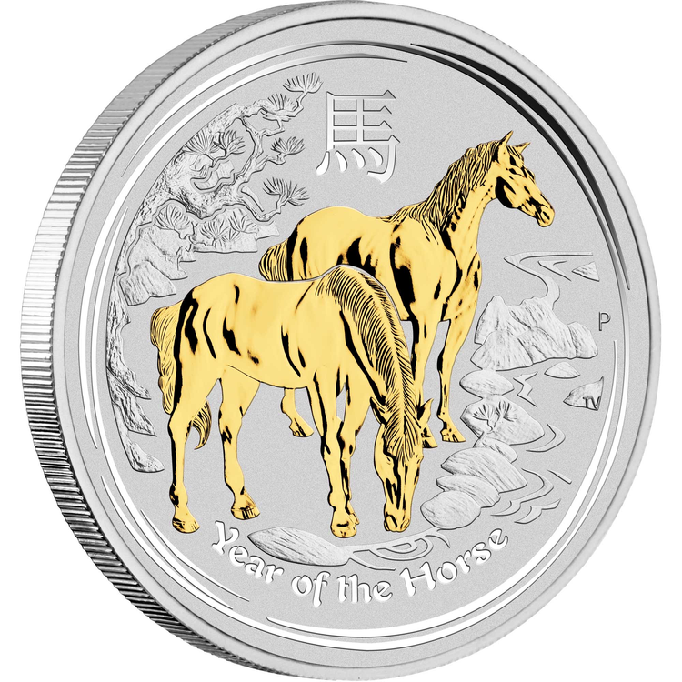 2014 1oz Australian Lunar Series II - Horse Gilded Silver Proof