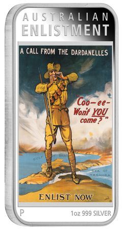 2014 1oz Australian Posters of WWI - Enlistment Silver Proof Coin