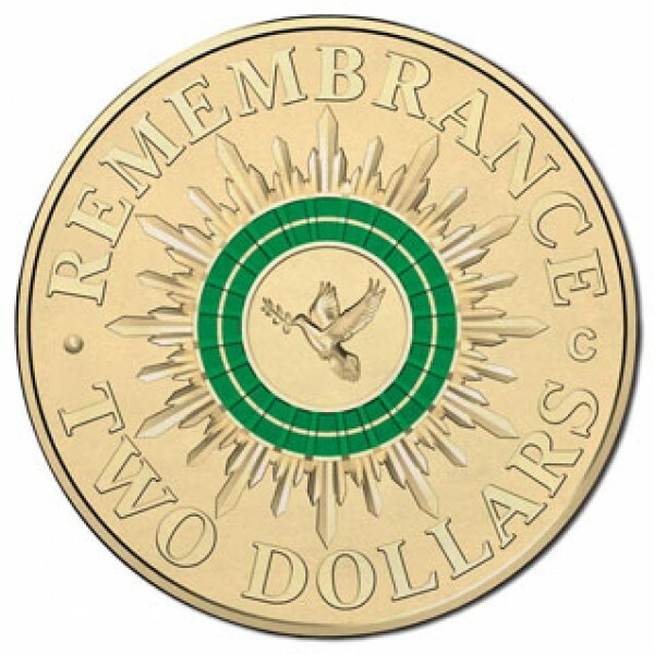 2014 $2 C Mintmark Remembrance Day Green Coloured Two Dollars