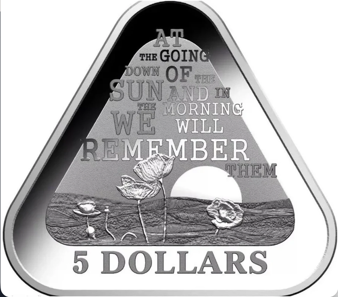 2014 Silver $5 - Fine Silver Lest We Forget Triangular Proof Coin