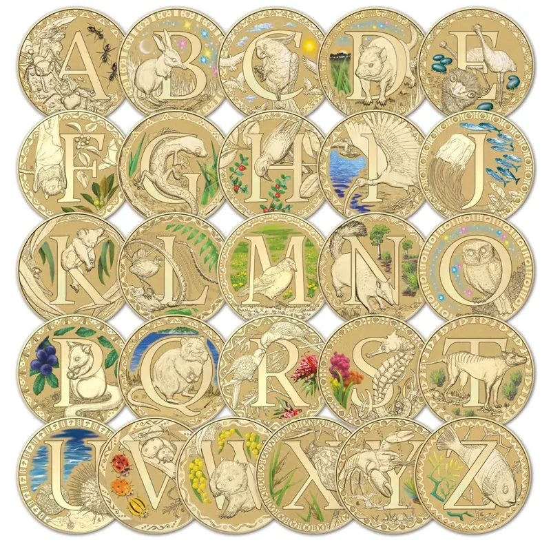 2015 $1 Alphabet Frosted Uncirculated Carded Coins - Individual