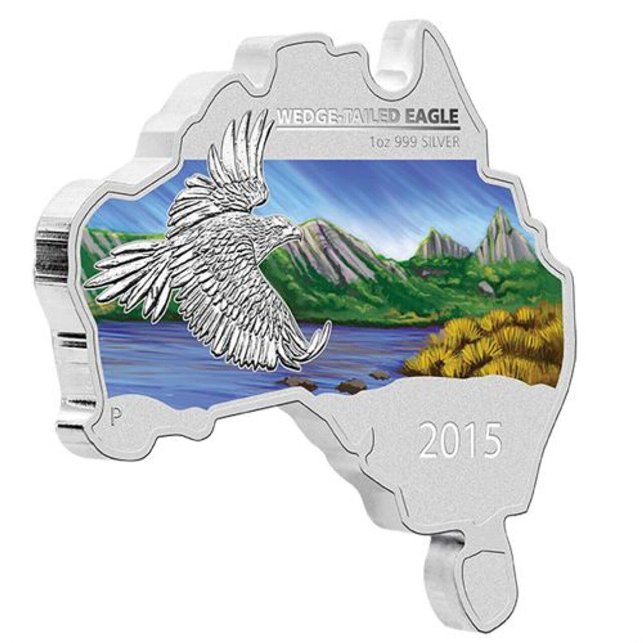 2015 1oz Wedge-Tailed Eagle - Australian Map Shaped Silver Coin