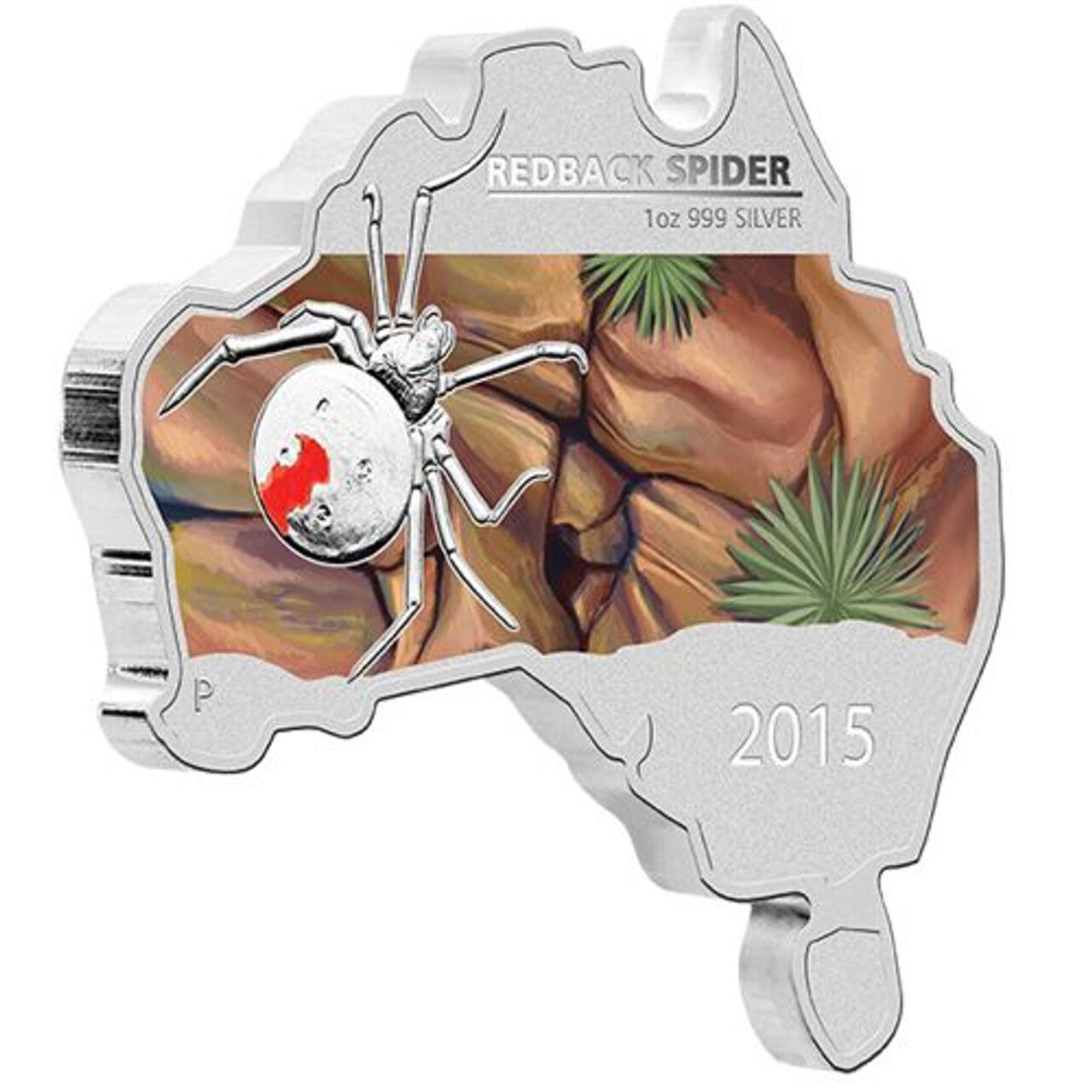 2015 1oz Redback Spider - Australian Map Shaped Silver Coin