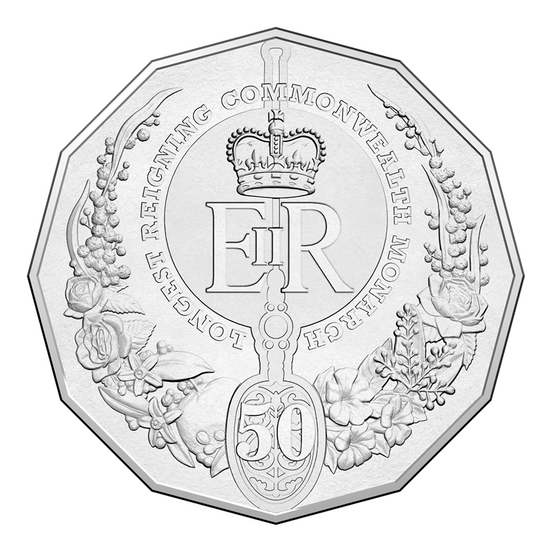 2015 - QE2 longest Monarch Fifty Cents