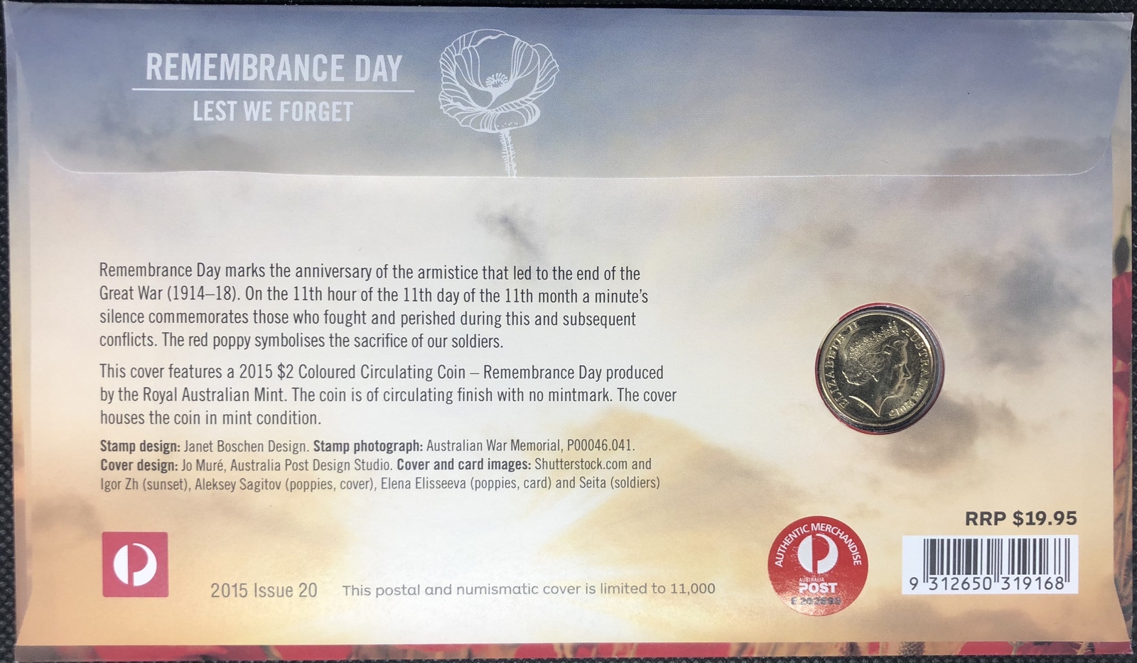 2015 PNC Remembrance Day Orange coin 