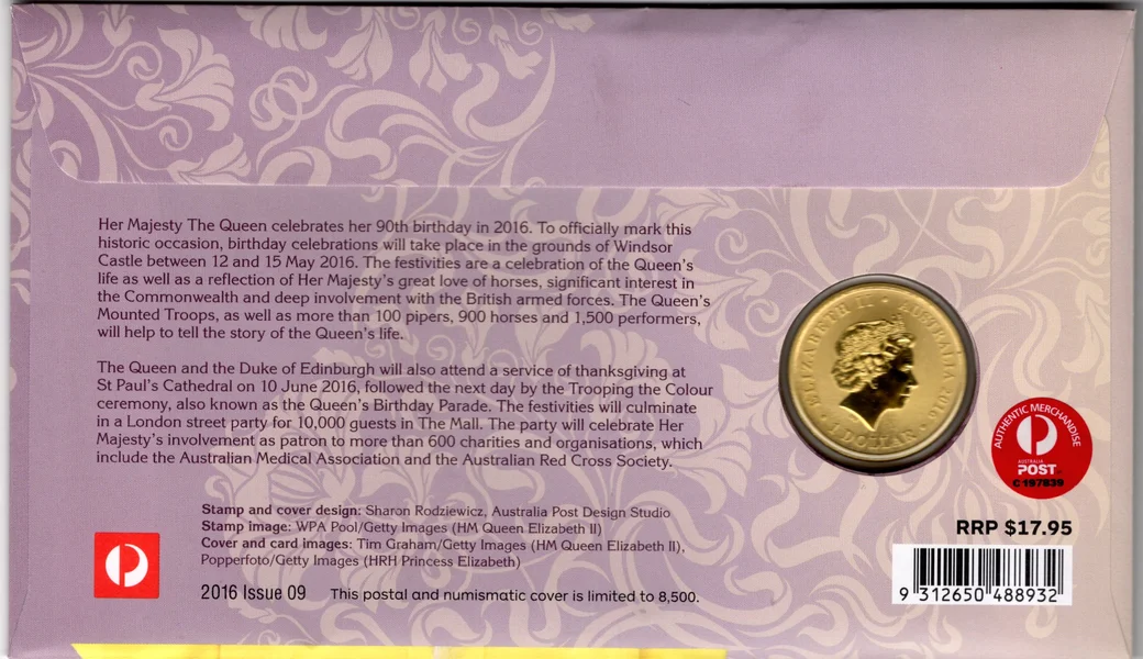 2016 $1 The Queen's 90th Birthday PNC