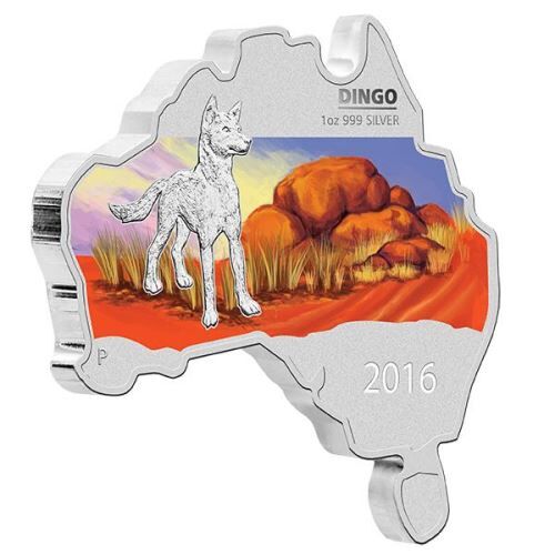 2016 1oz Dingo - Australian Map Shaped Silver Coin