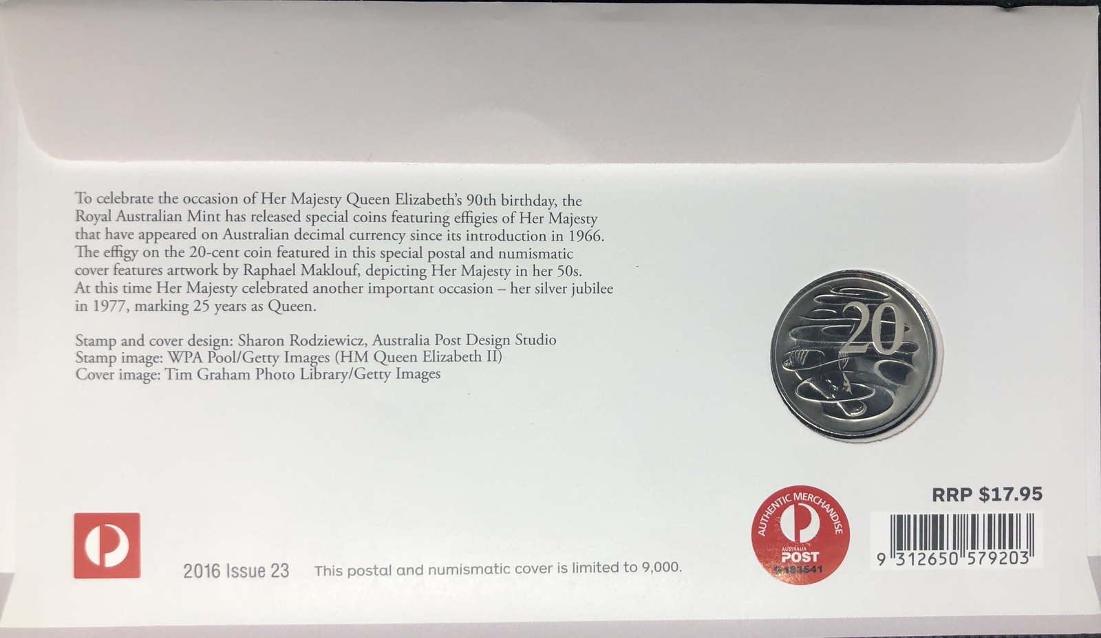 2016 PNC Queen Elizabeth II 90th Birthday Machin Portrait