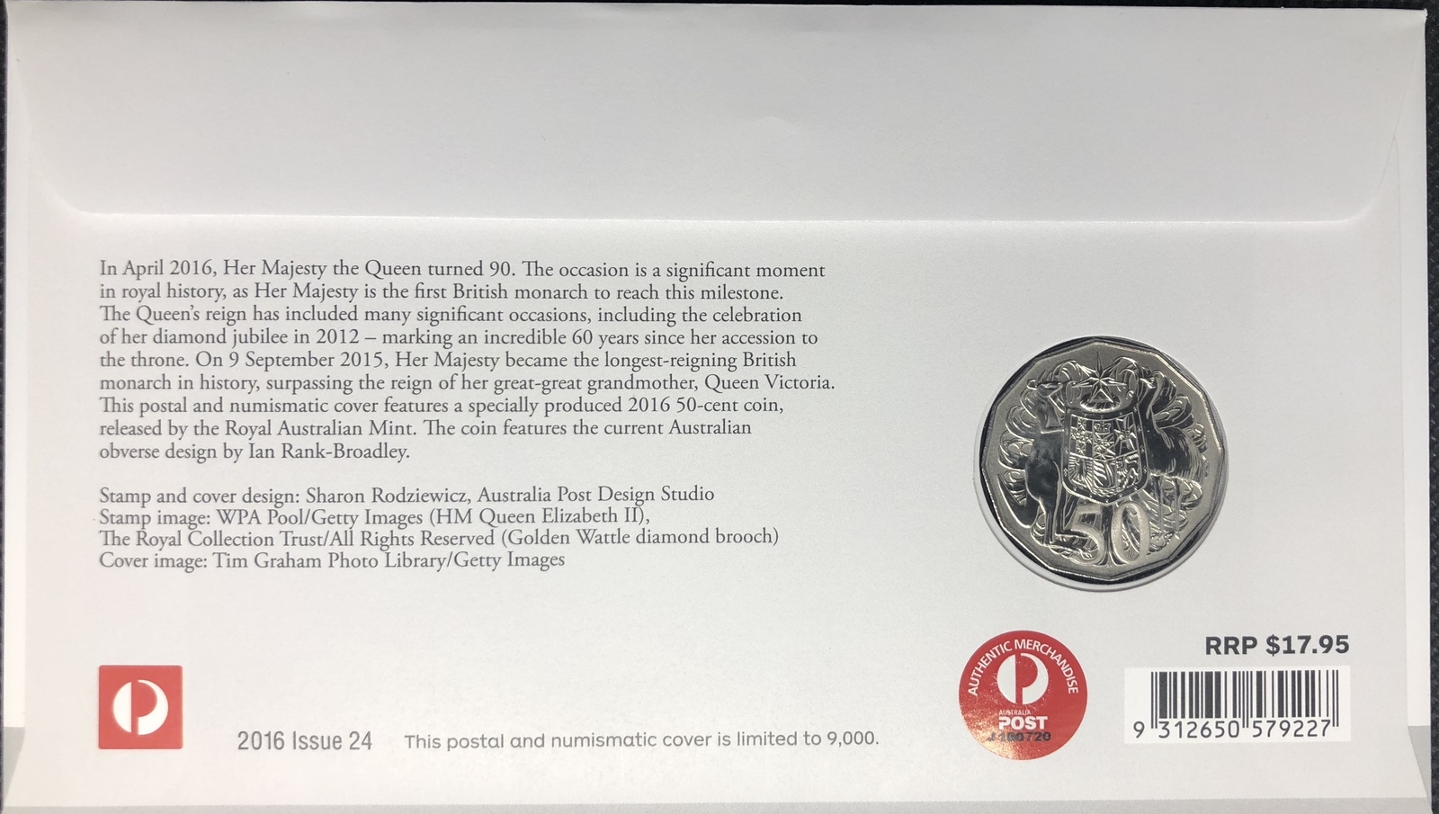 2016 PNC Queen Elizabeth II 90th Birthday Rank-Broadley portrait 