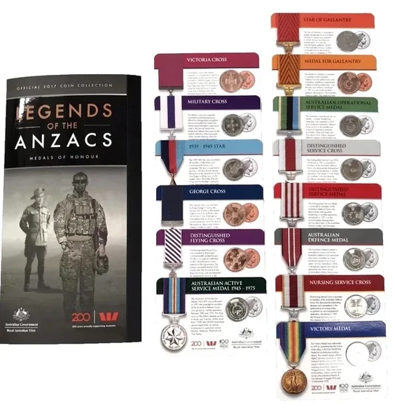 2017 Legends of the Anzacs COMPLETE 14-coin Folder Set
