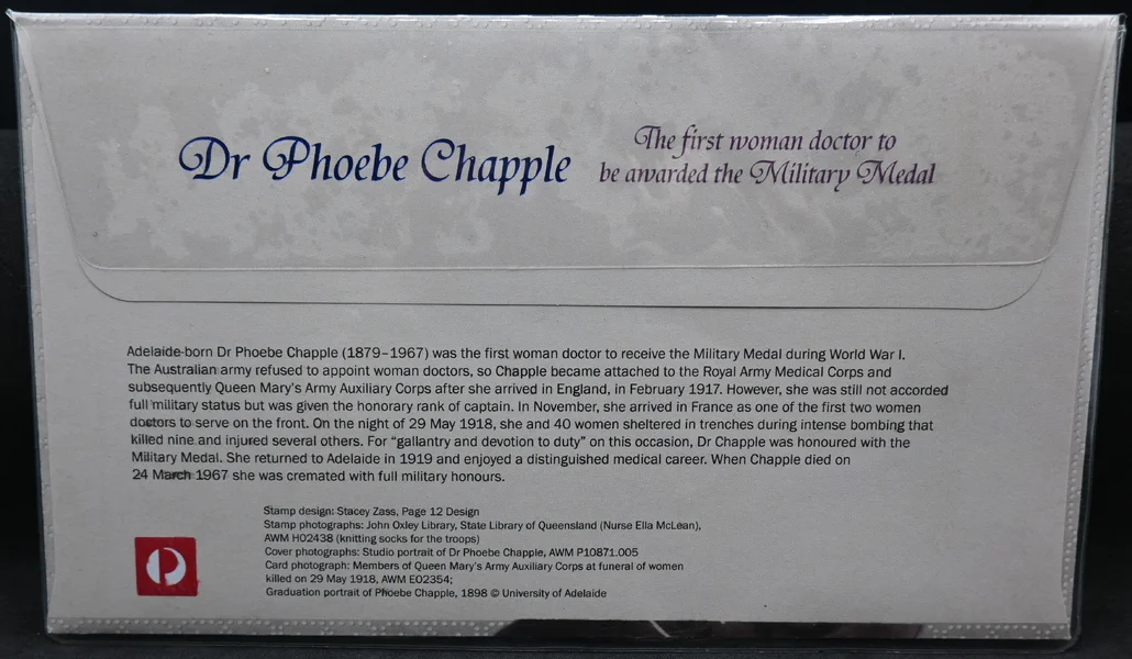 2017 Dr Phoebe Chapple: Women in War Medal PMC Impression