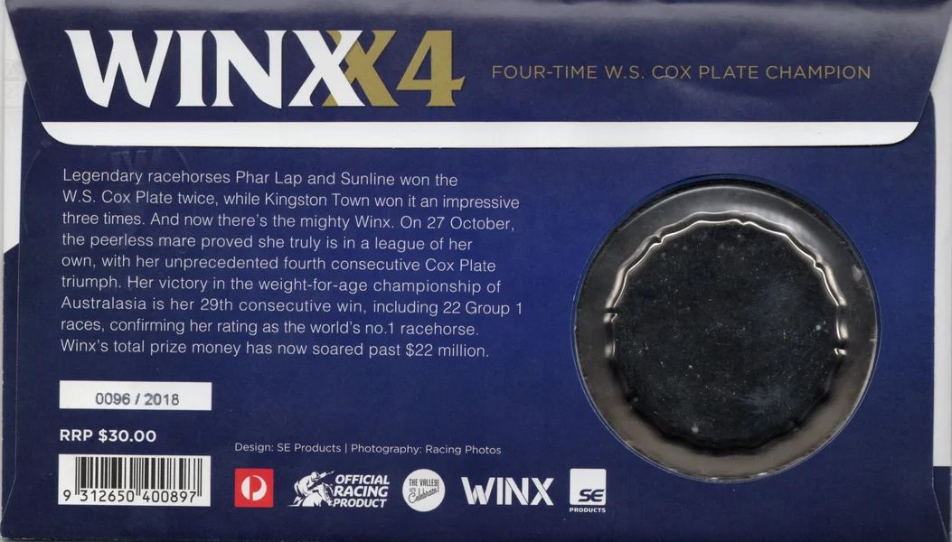 2018 WINX 4-Time W.S. Cox Plate Chpion Medallion PMC