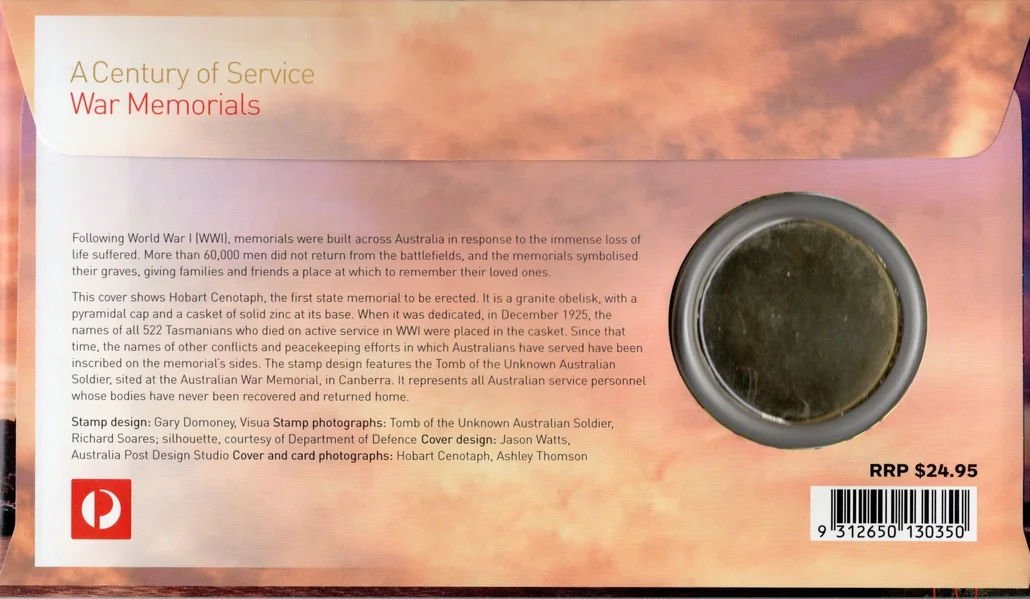 2018 A Century of Service War Memorials Medallion PMC