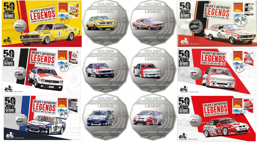2018 50c Holden Motorsport Legends - set of 6x PNCs