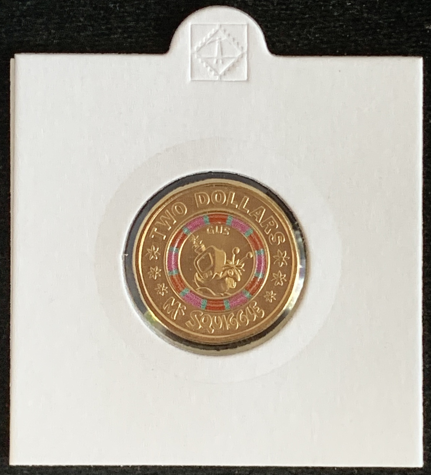2019 - $2 Mr Squiggle, Gus, Red & Green Coloured Coin