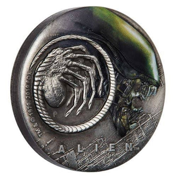 2019 2oz Alien Silver Antiqued Coin in Egg