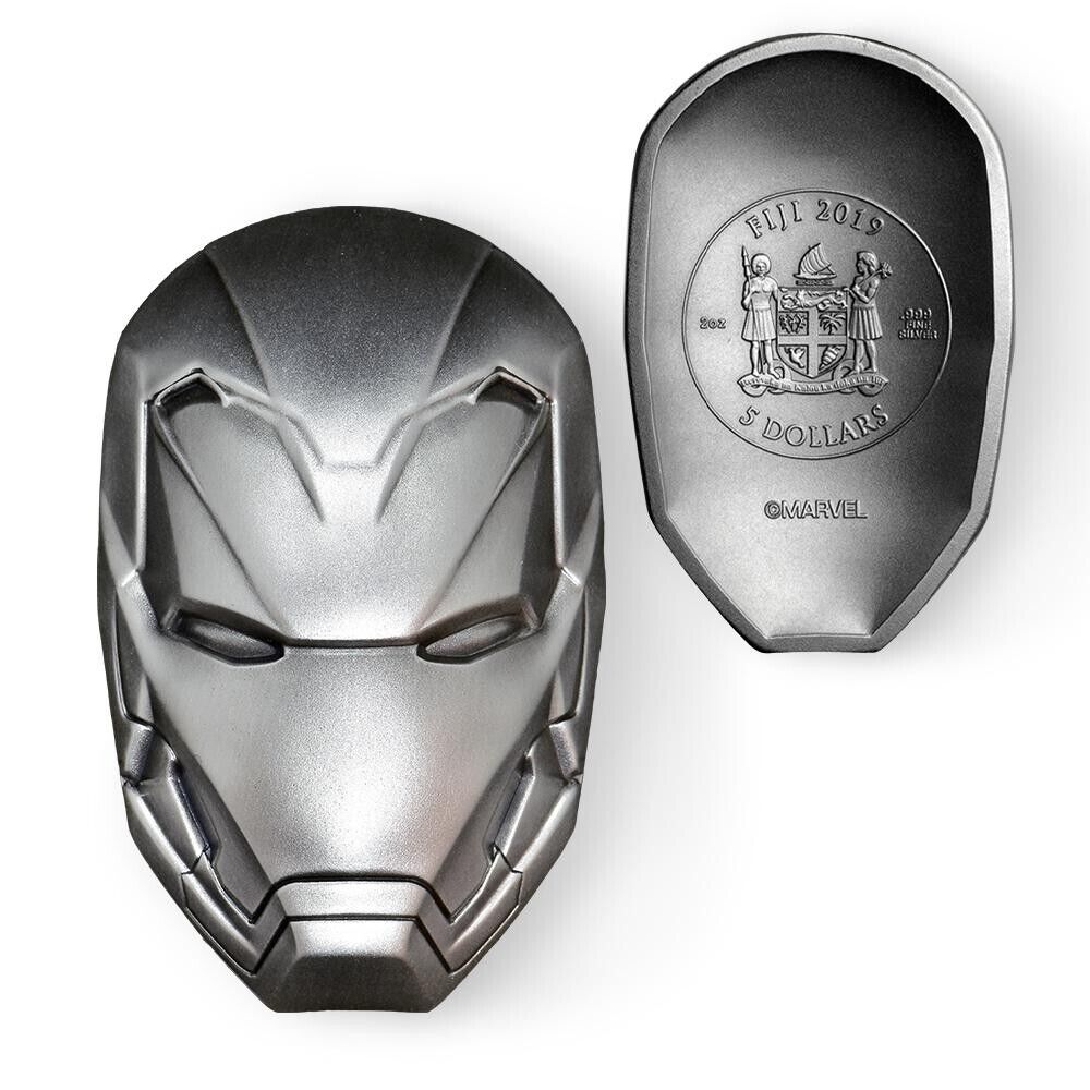2019 2oz Marvel Comics - Iron Man Silver High Relief Antiqued Coin