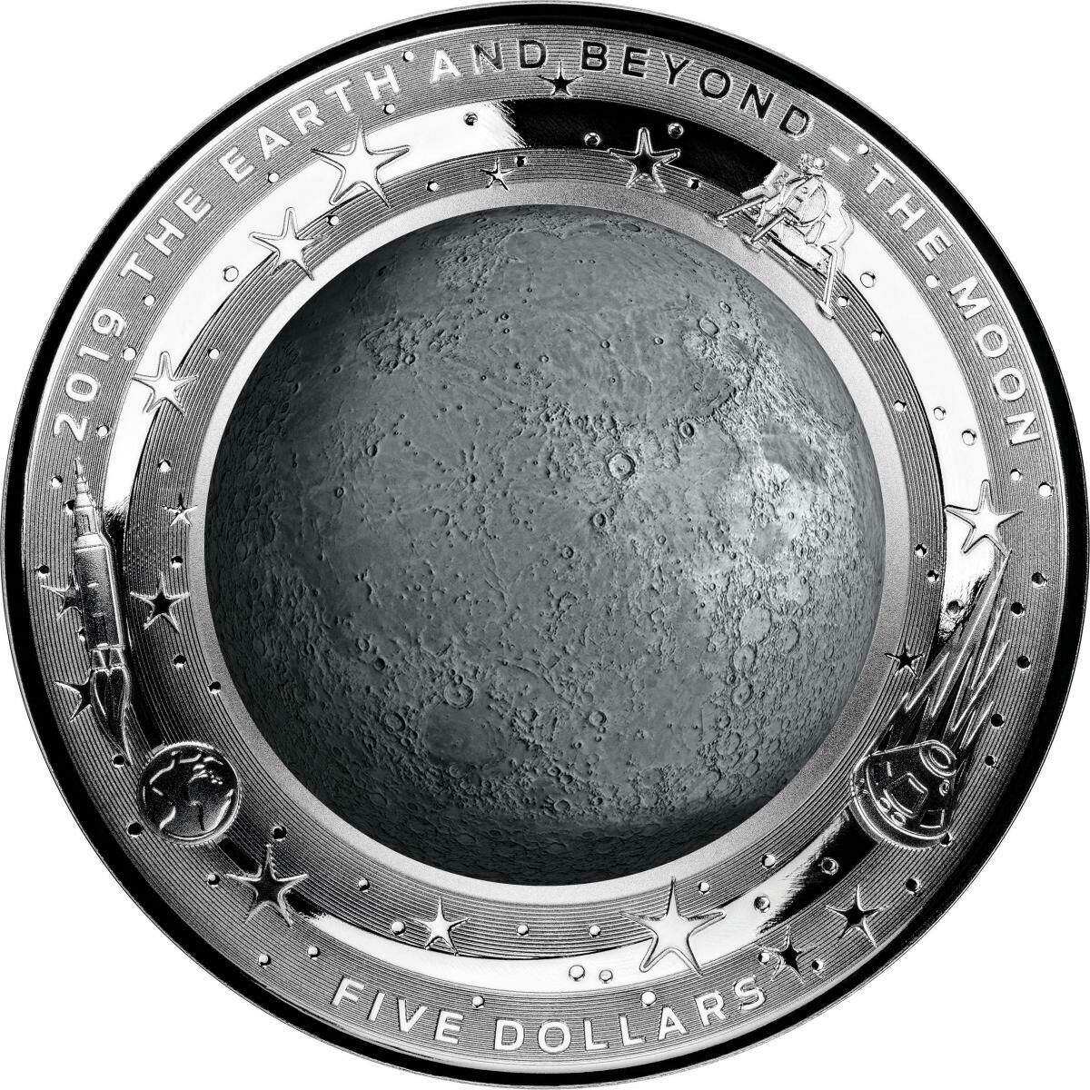 2019 Moon 1oz $5 Silver Coin 