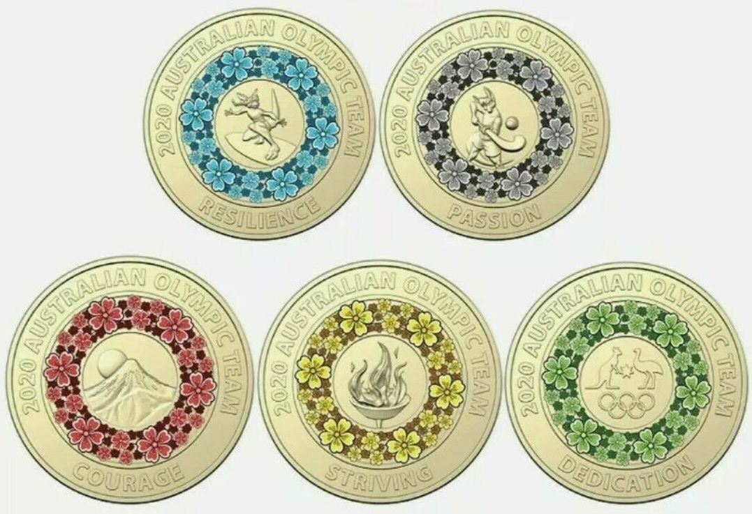 2020 $2 Olympics SET of 5