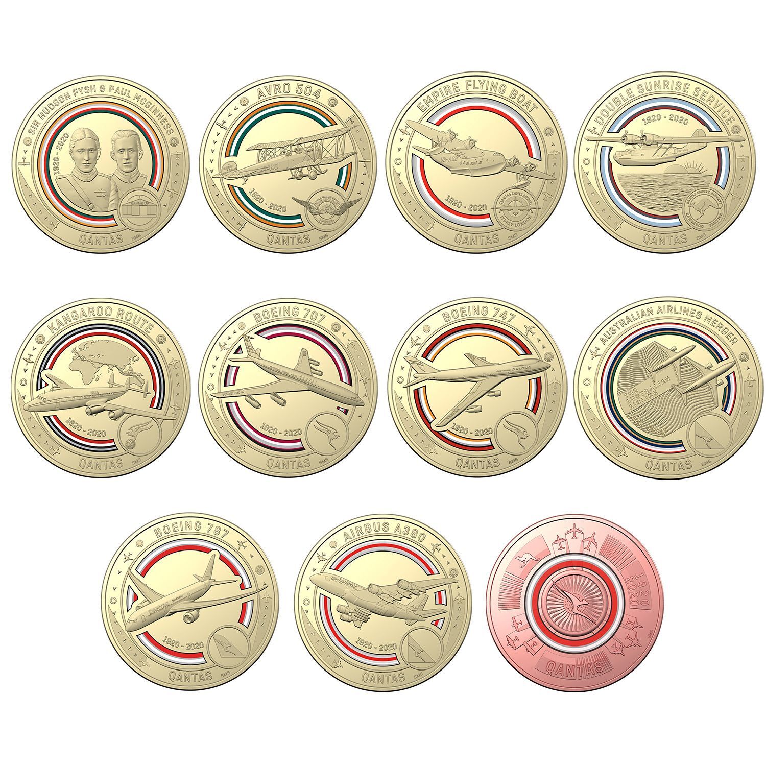 2020 Qantas Centenary 11 coin boxed set