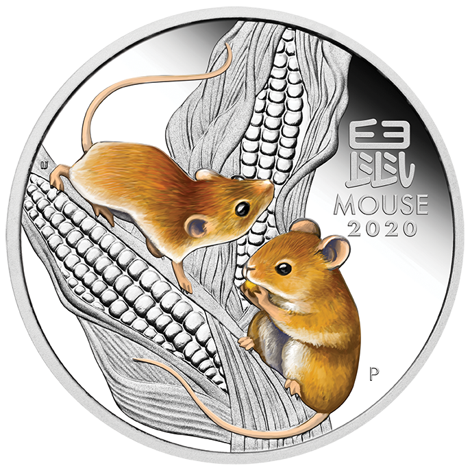 2020 1/2oz Year of the Mouse Silver Proof Coloured Coin