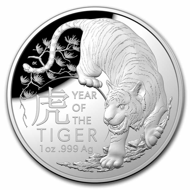 2022 1oz Lunar Year of the Tiger - Domed Silver Proof Coin